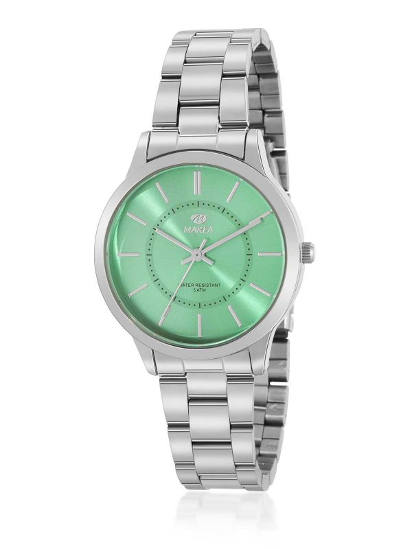 Reloj plata y verde