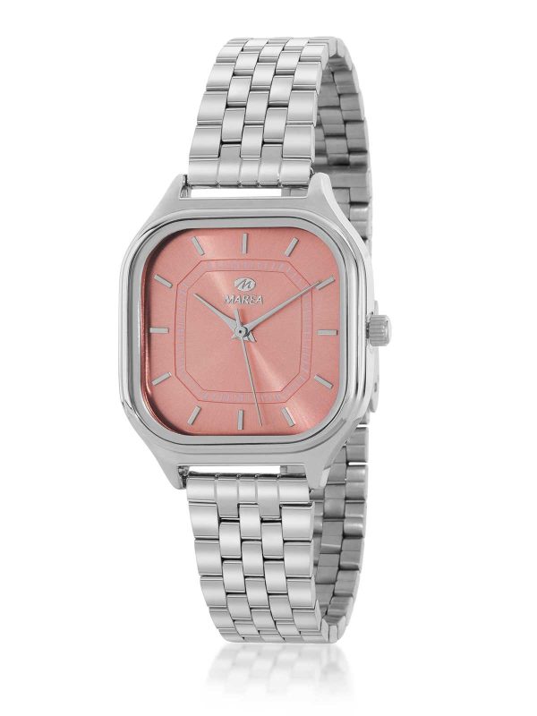 Reloj rosa y plata