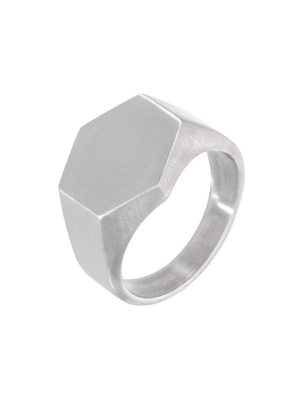 Anillo acero pentagonal