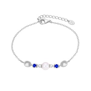 Foto pulsera plata con detalles azules