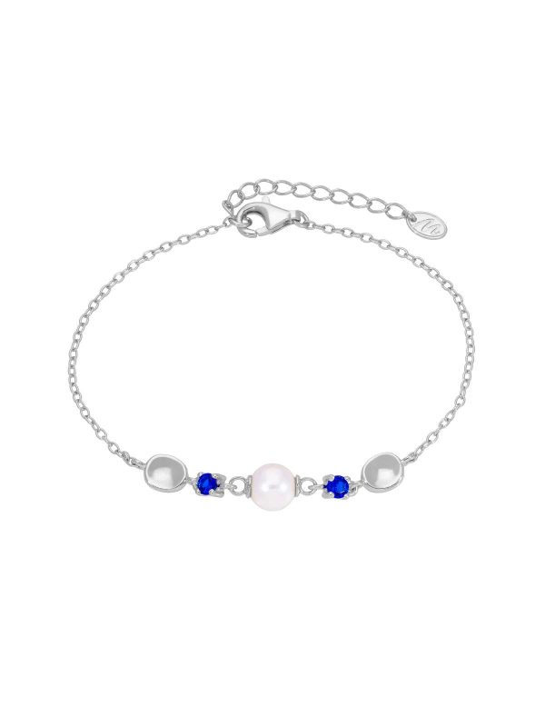 Foto pulsera plata con detalles azules
